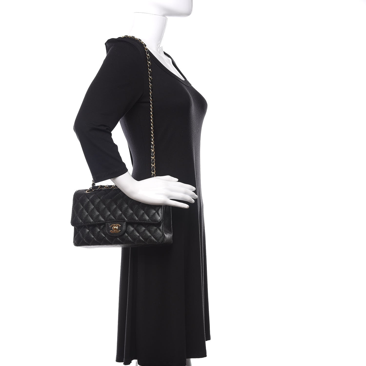 Chanel Caviar Quilted Medium Double Flap Black 2 of 10