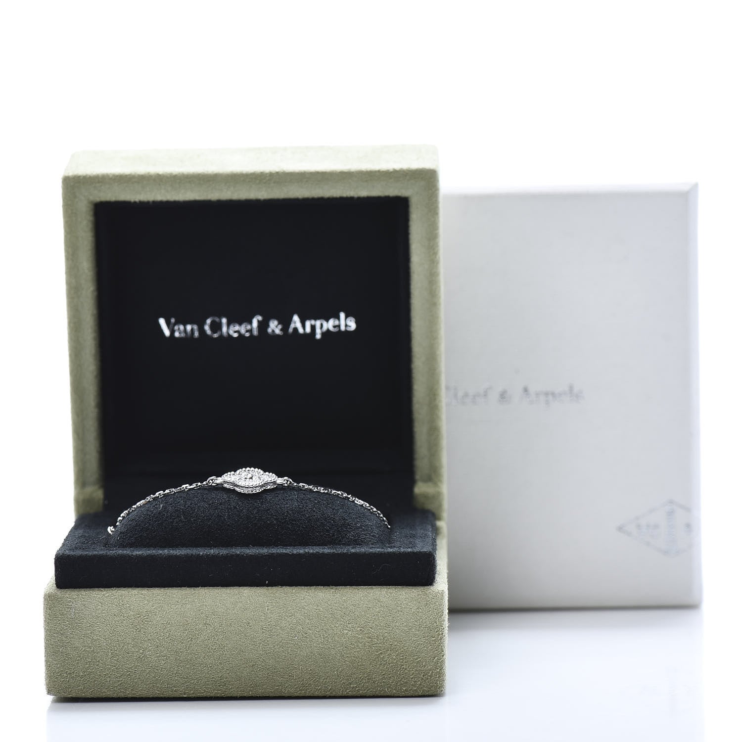 Van Cleef & Arpels 18K White Gold Diamond Sweet Alhambra Bracelet 6 of 6