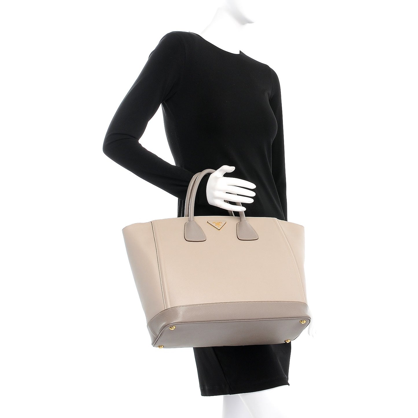Saffiano Bi-Color Tote Pomice Argilla