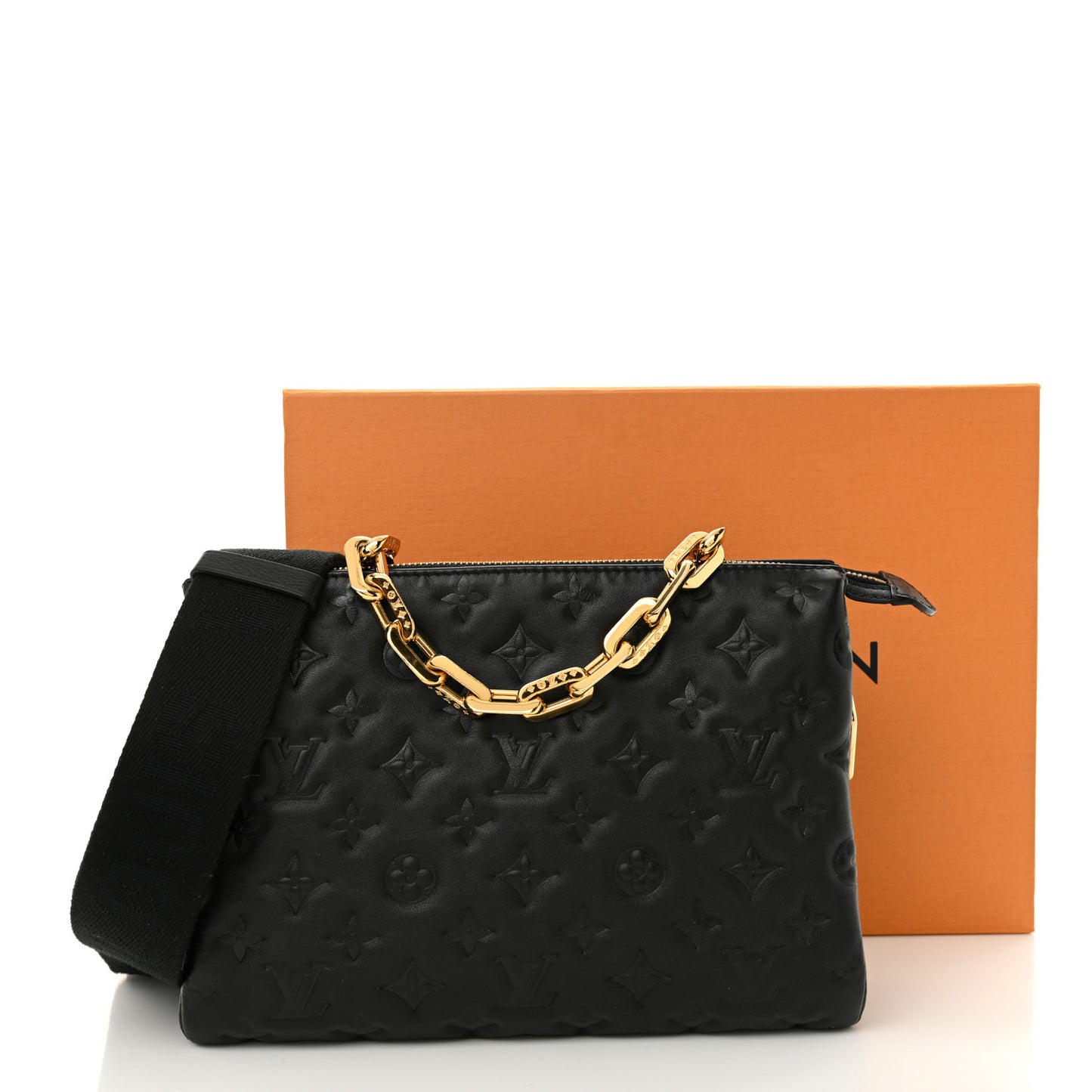 Lambskin Embossed Monogram Coussin PM Black