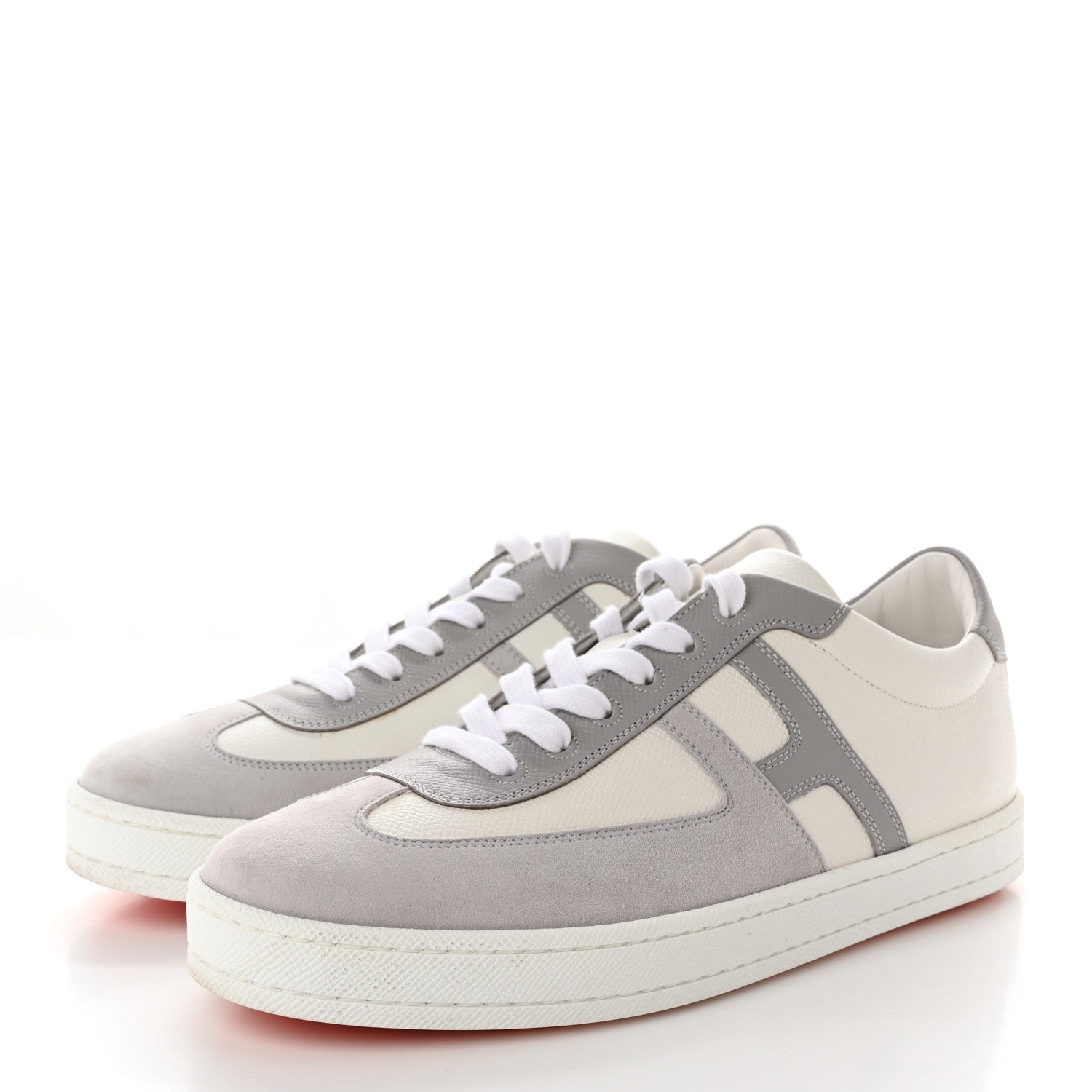 Hermes Epsom Suede Boomerang Sneakers 39.5 White Gris 3 of 12
