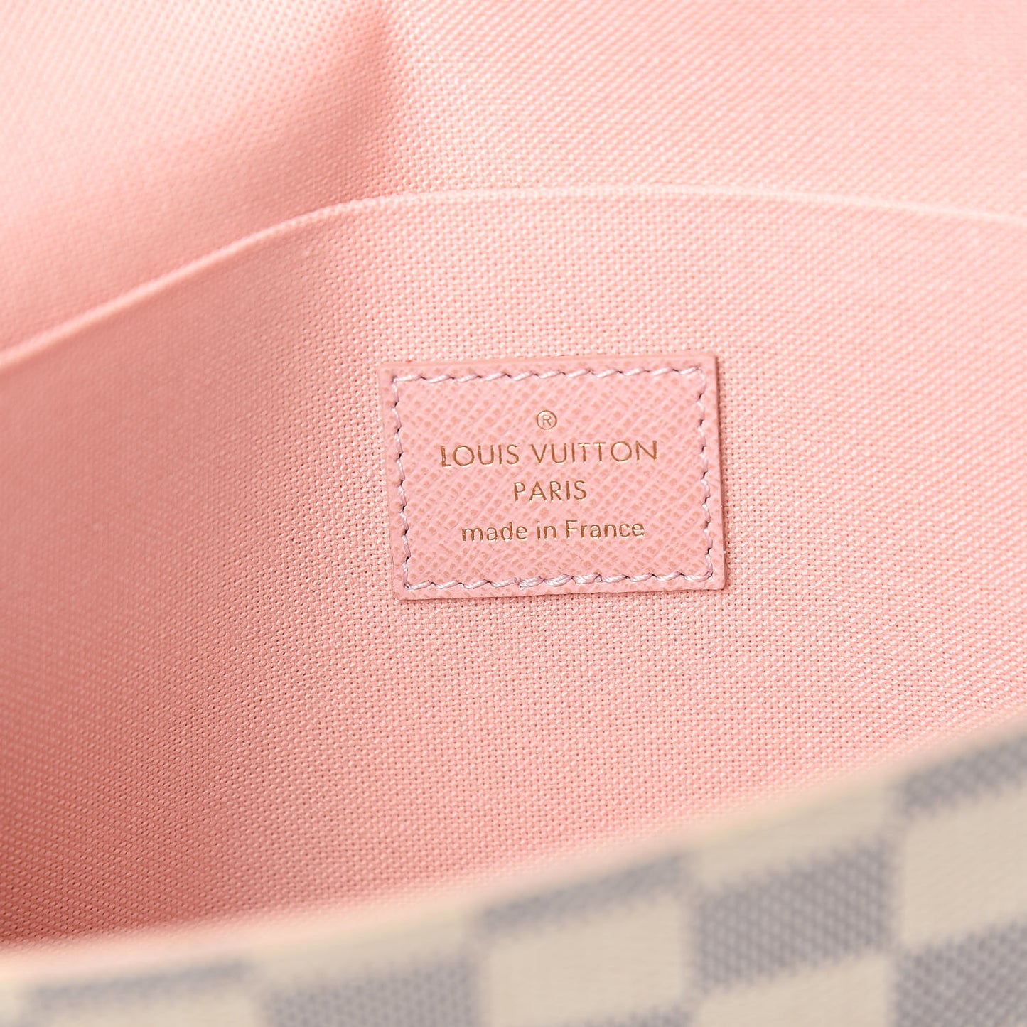 Damier Azur Pochette Felicie Chain Wallet Rose Ballerine