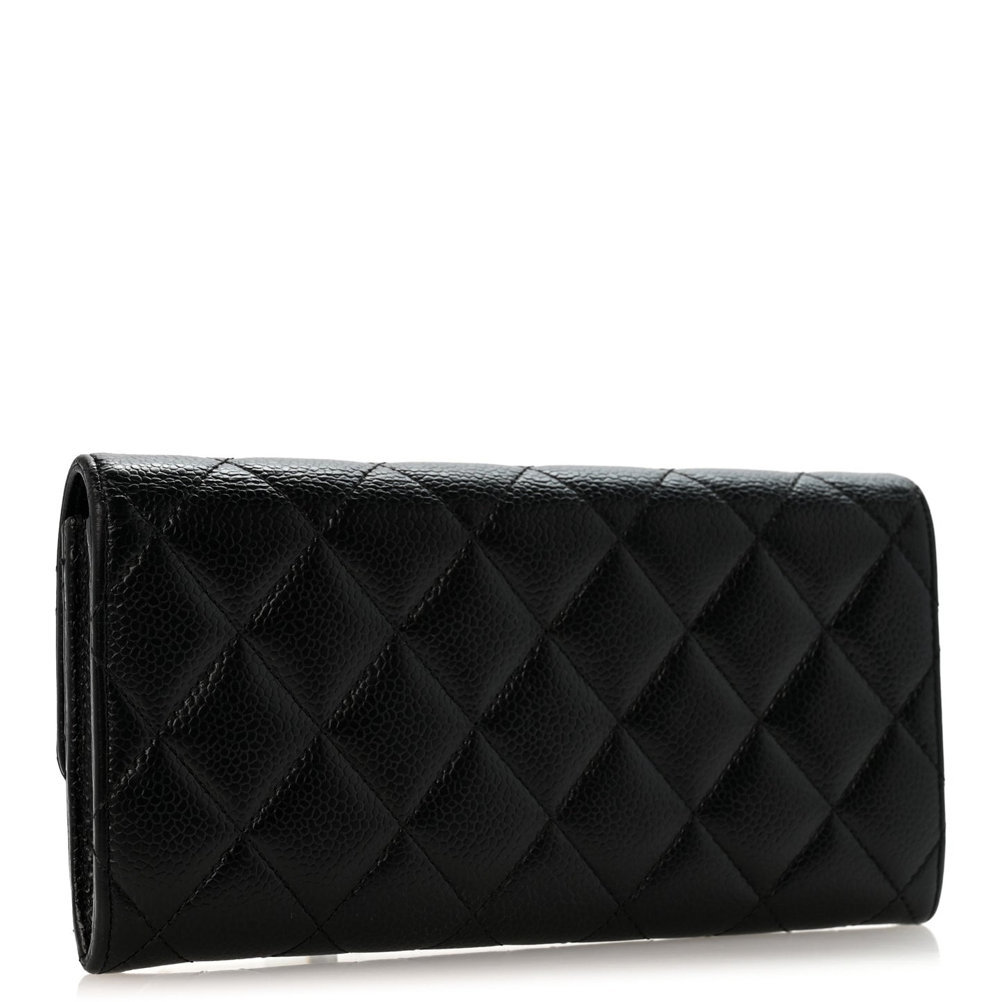 Caviar Quilted Large Flap Wallet Black
