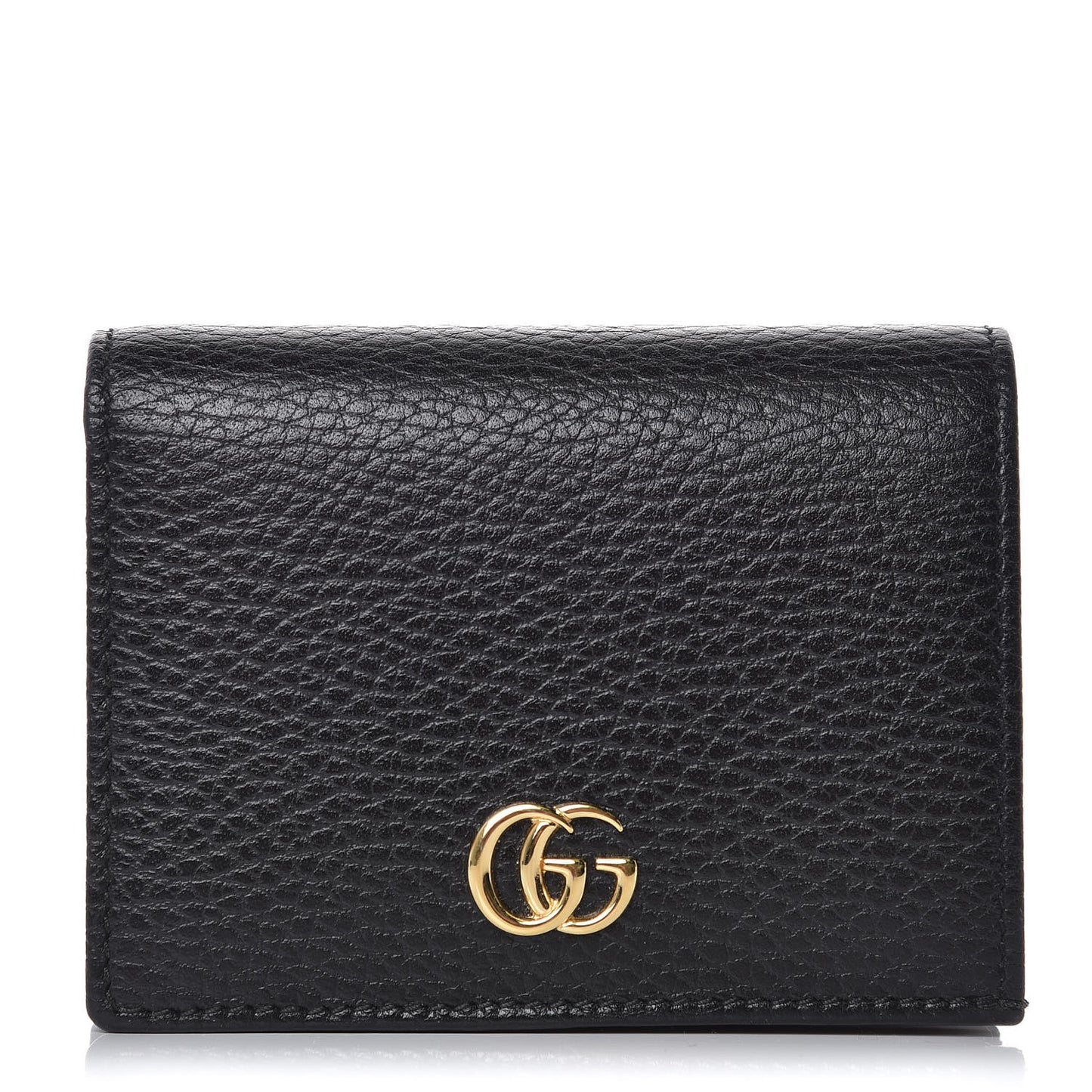 Pebbled Calfskin GG Marmont Card Case Black
