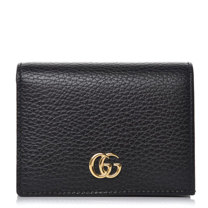 Gucci Pebbled Calfskin GG Marmont Card Case Black 1 of 7