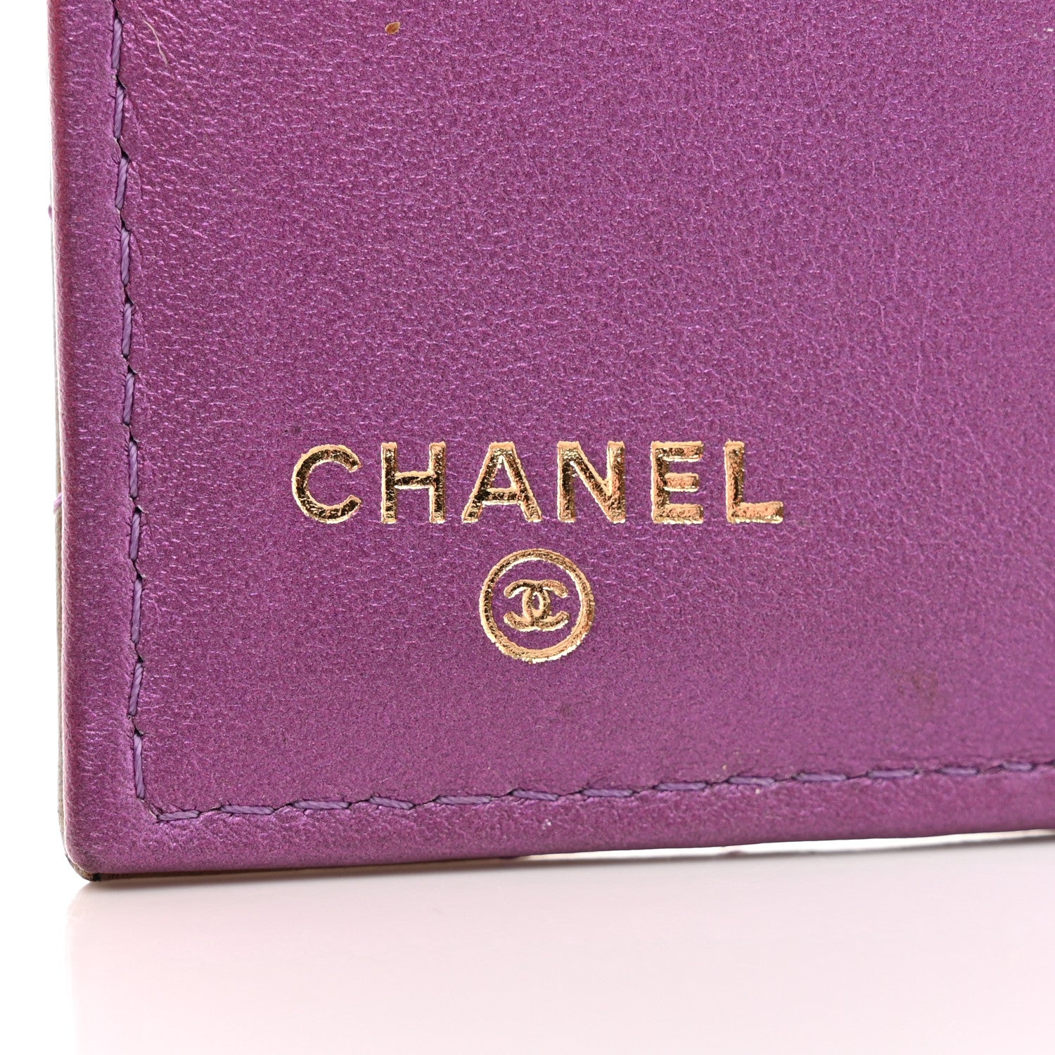 Chanel Iridescent Lambskin Quilted Double Flap Wallet Purple 6 of 14