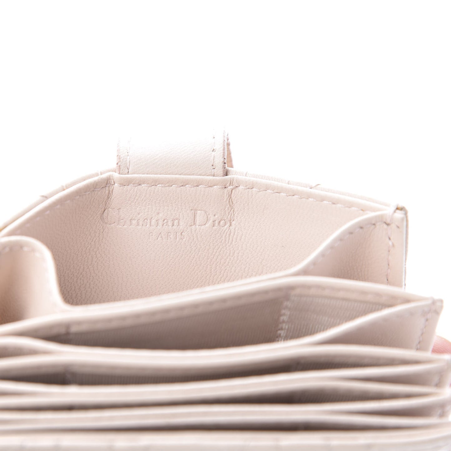 Lambskin Cannage Lady Dior 5-Gusset Card Holder Light Pink