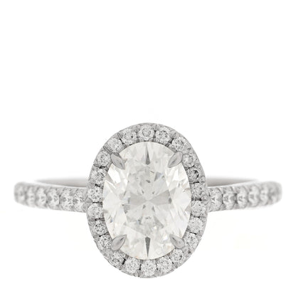 Tiffany Platinum Diamond 1.06ct Soleste Oval Cut Halo Engagement Ring 46 3.75 1 of 7