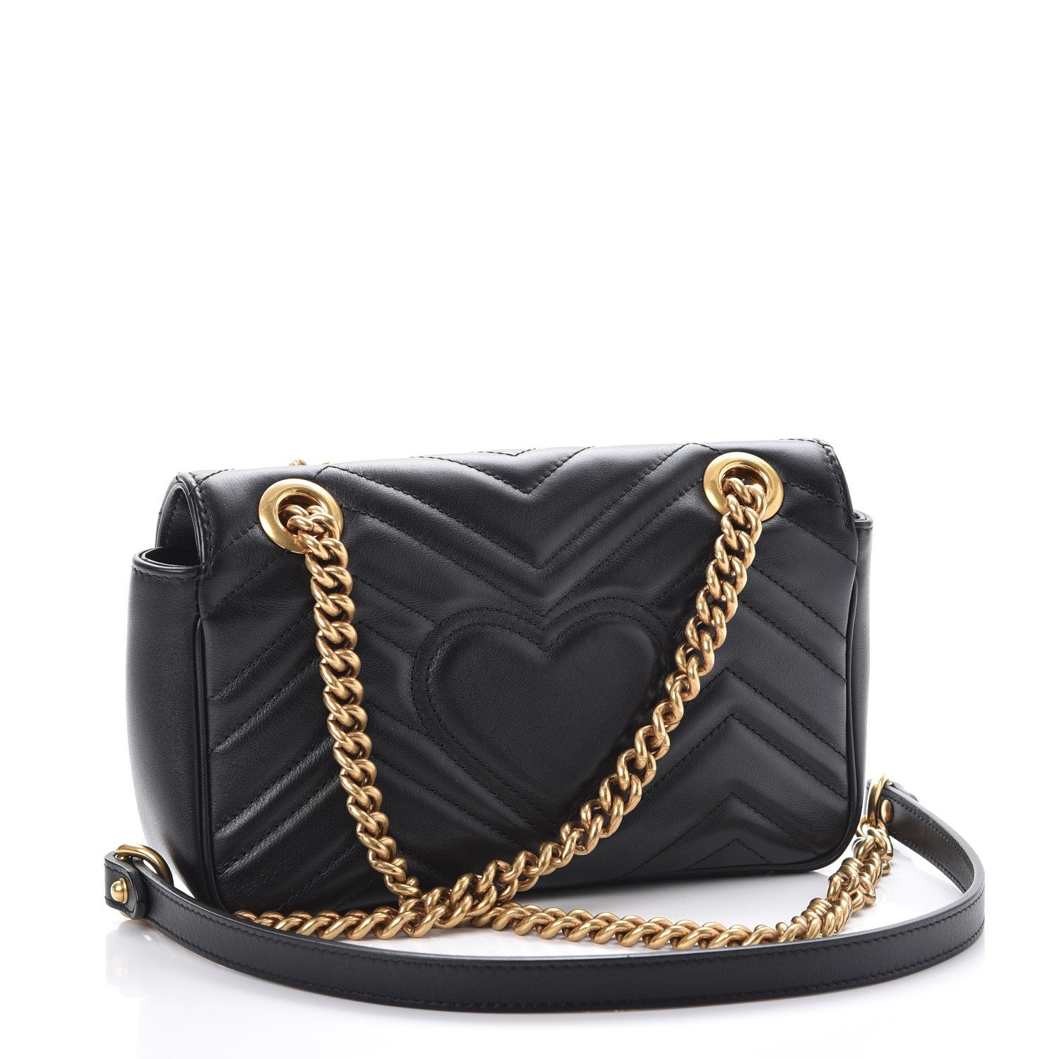 Gucci Calfskin Matelasse Mini GG Marmont Shoulder Bag Black 3 of 8