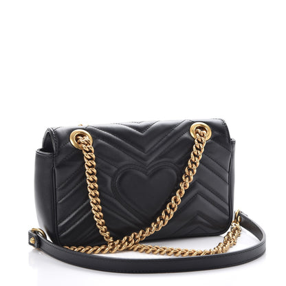 Gucci Calfskin Matelasse Mini GG Marmont Shoulder Bag Black 3 of 8