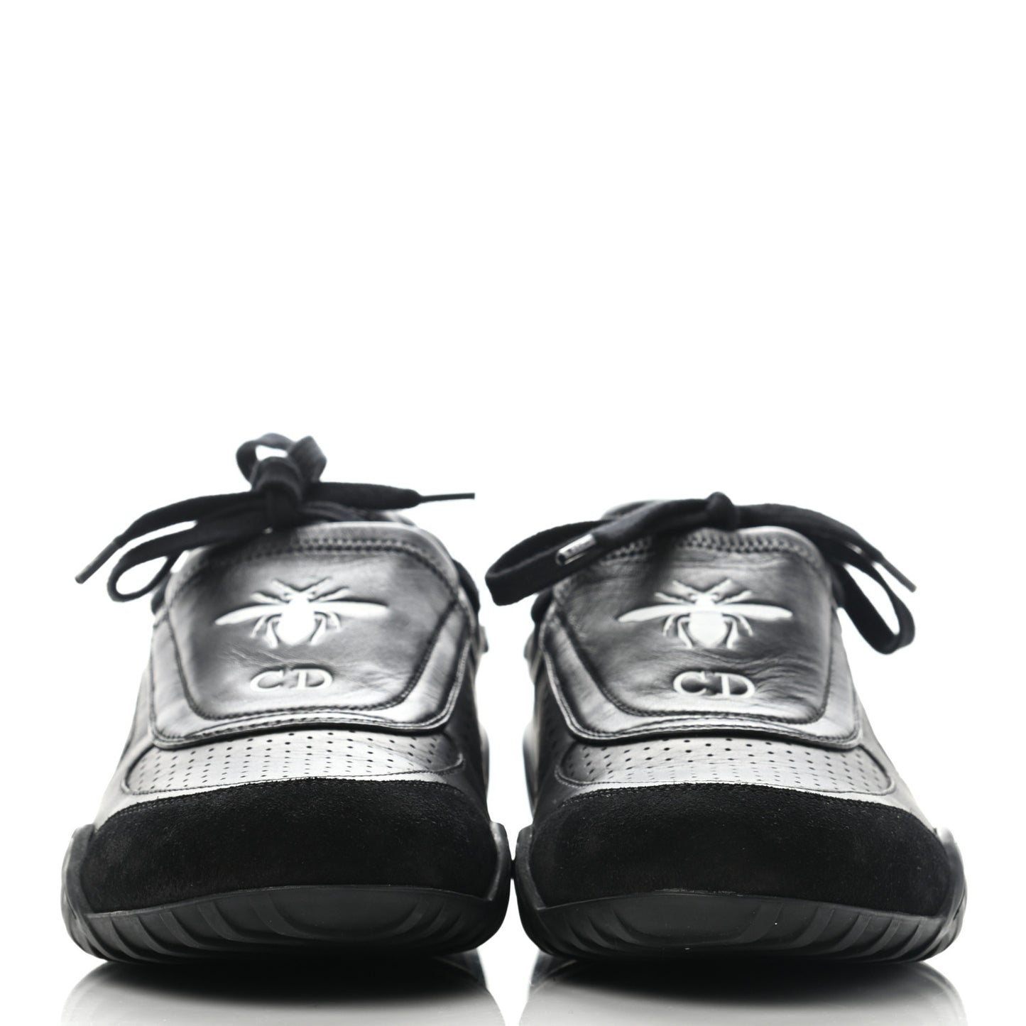 Smooth Calfskin Suede D-Fence Sneakers 39 Black