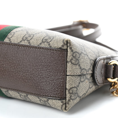 Gucci GG Supreme Monogram Textured Dollar Calfskin Web Small Ophidia Dome Shoulder Bag Beige Ebony New Acero 12 of 19