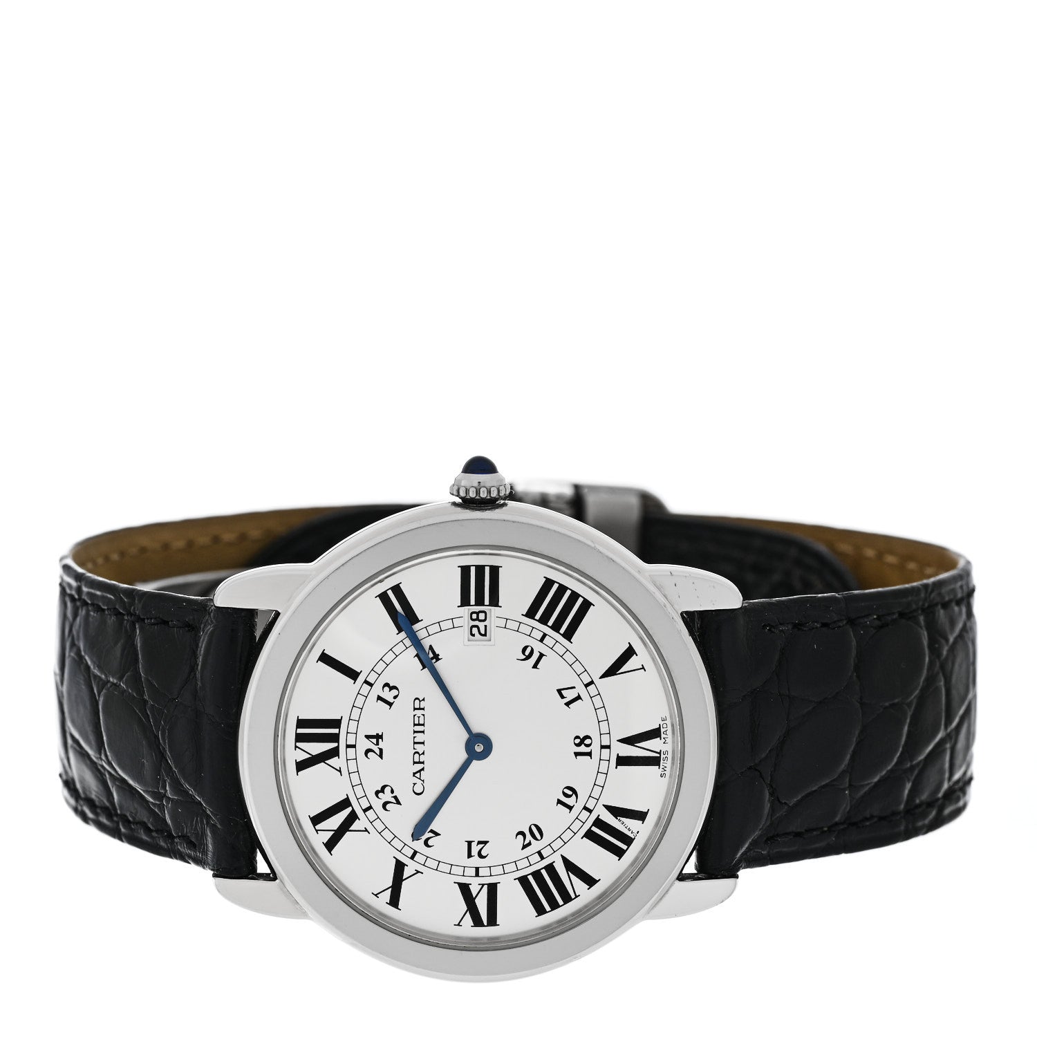 Cartier Stainless Steel Alligator 36mm Ronde Solo Quartz Watch 2 of 4