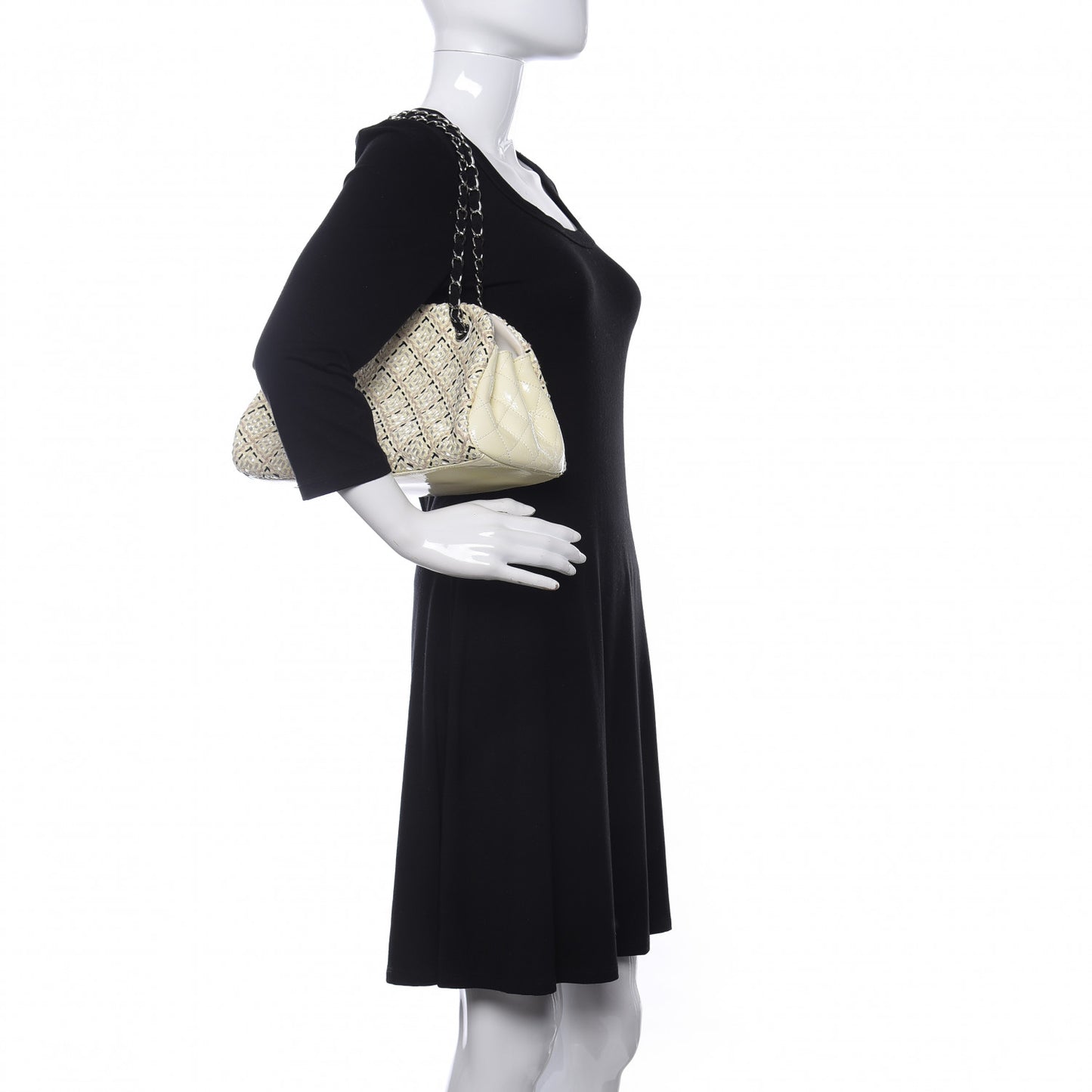 Patent Hand Embroidered Medium Just Mademoiselle White