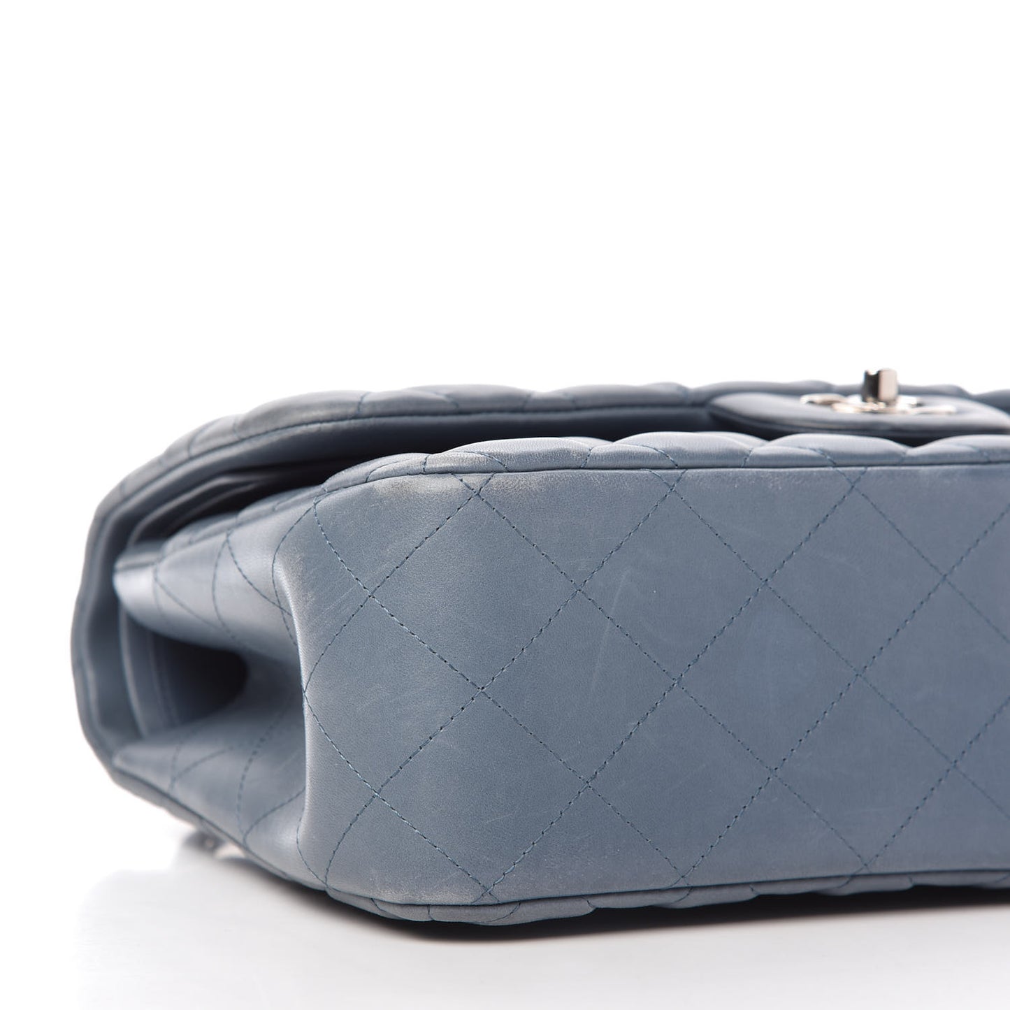 Lambskin Quilted Jumbo Double Flap Light Blue