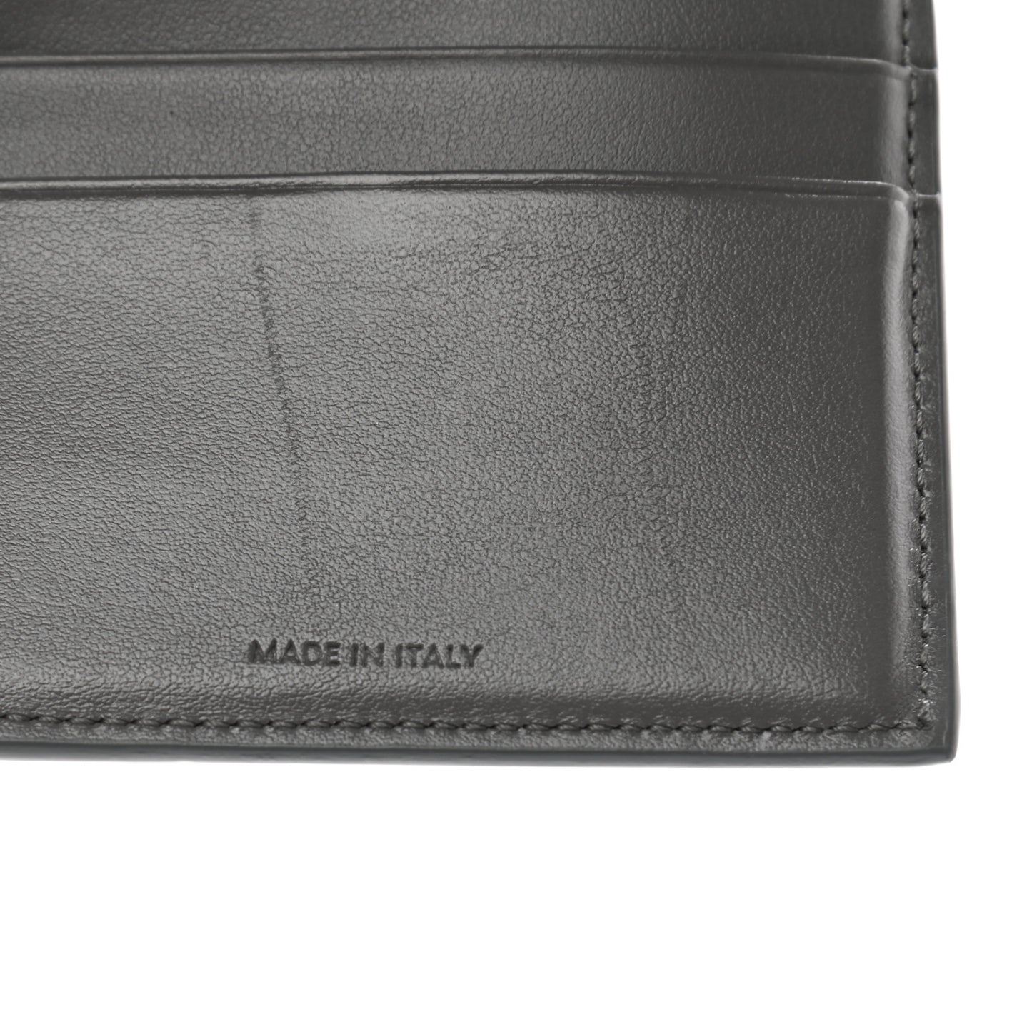 Grained Calfskin Small Tri-Fold Wallet Grey