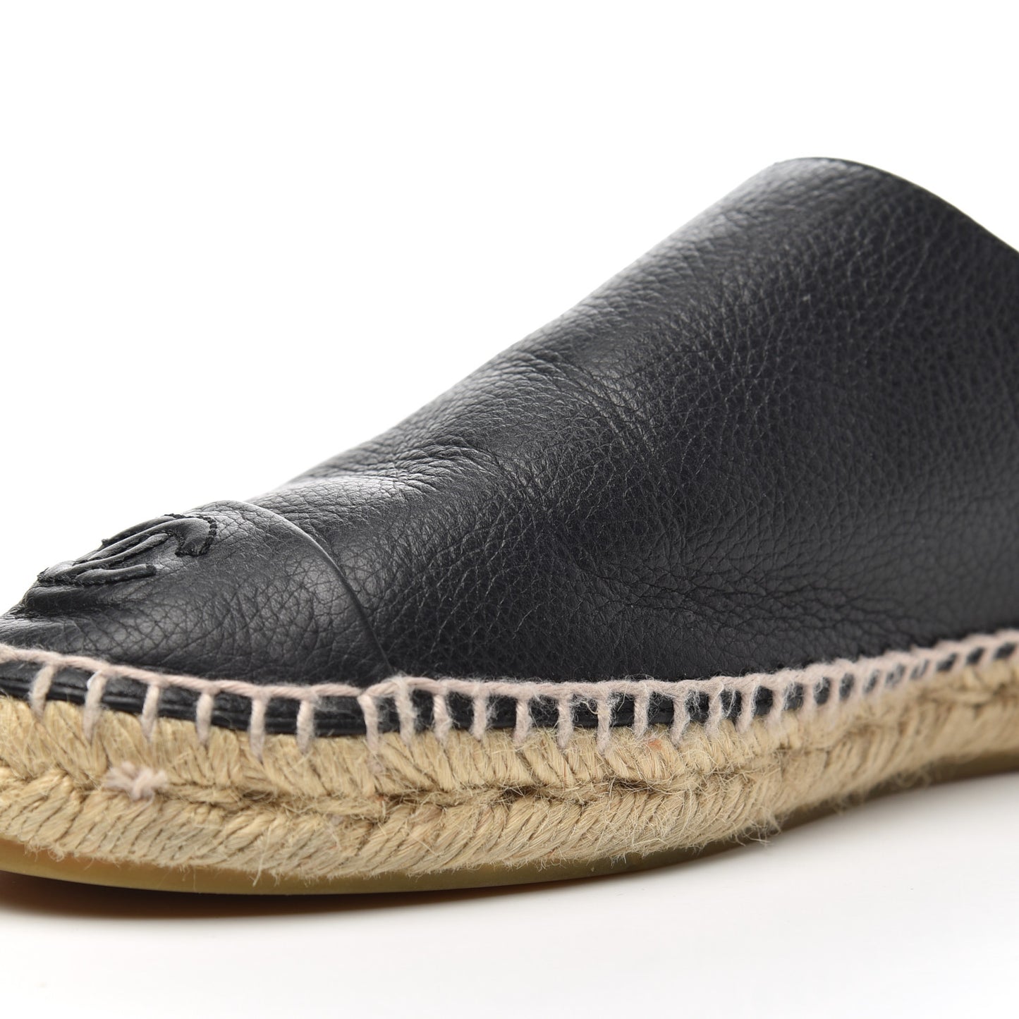 Grained Calfskin CC Espadrilles 39 Black