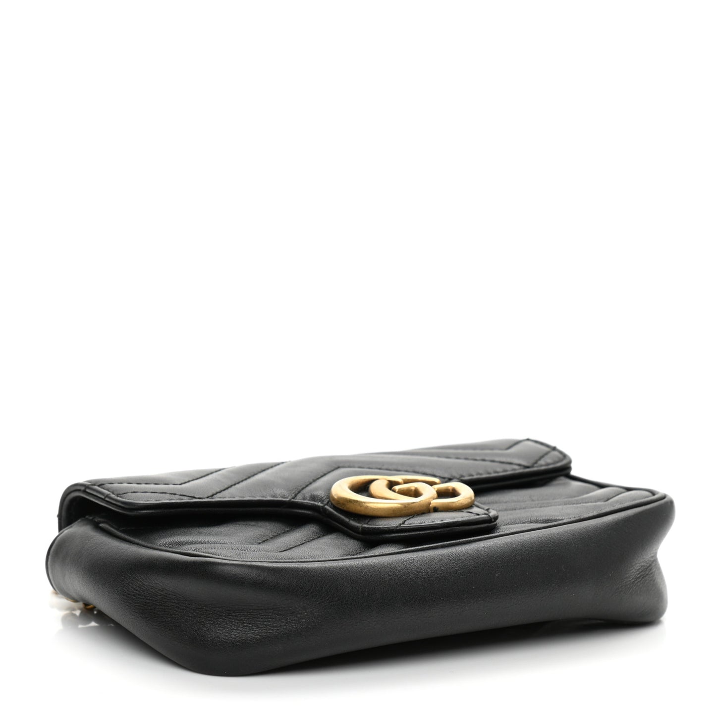 Calfskin Matelasse Super Mini GG Marmont Shoulder Bag Black