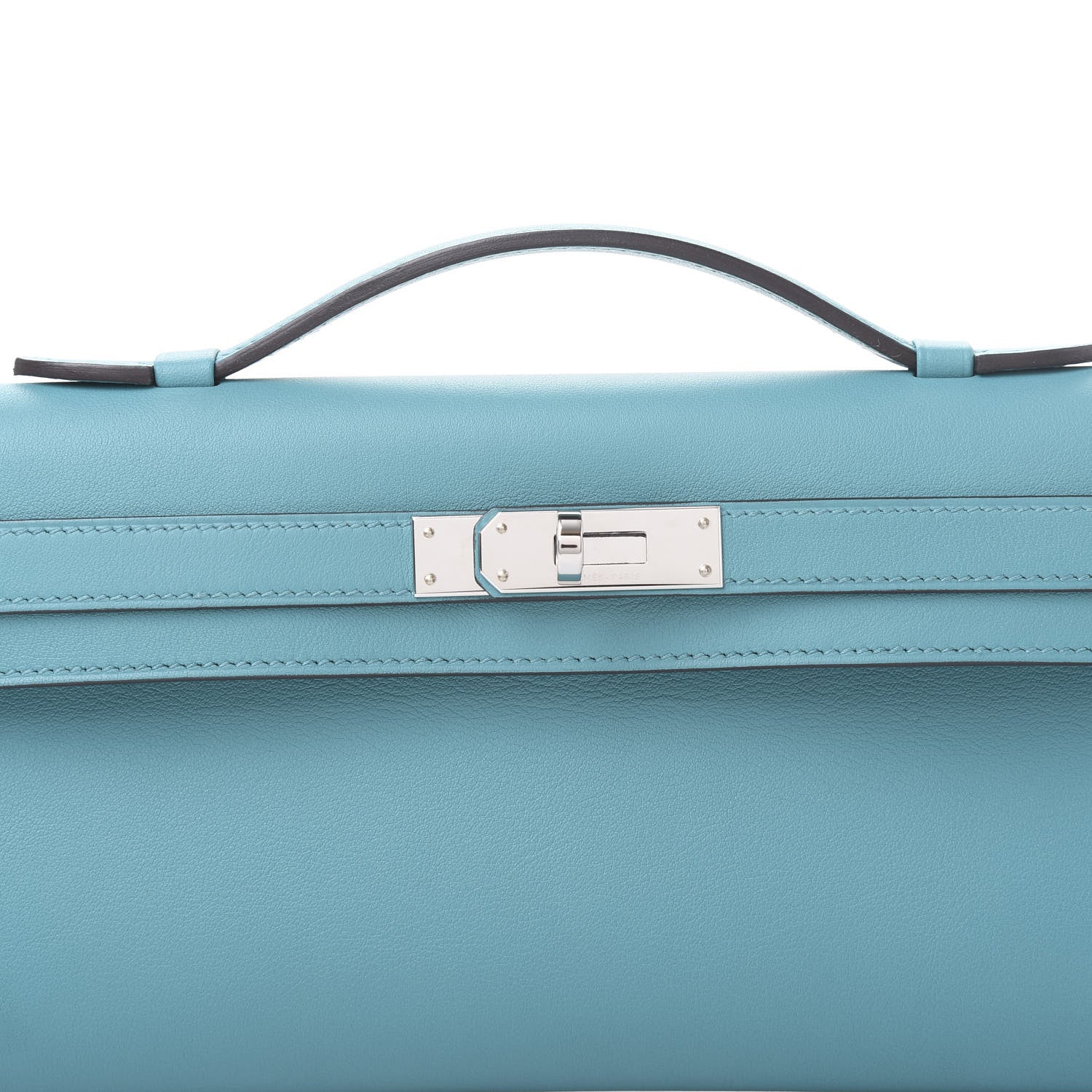 Hermes Swift Kelly Cut Clutch Pochette Bleu Paon 8 of 9