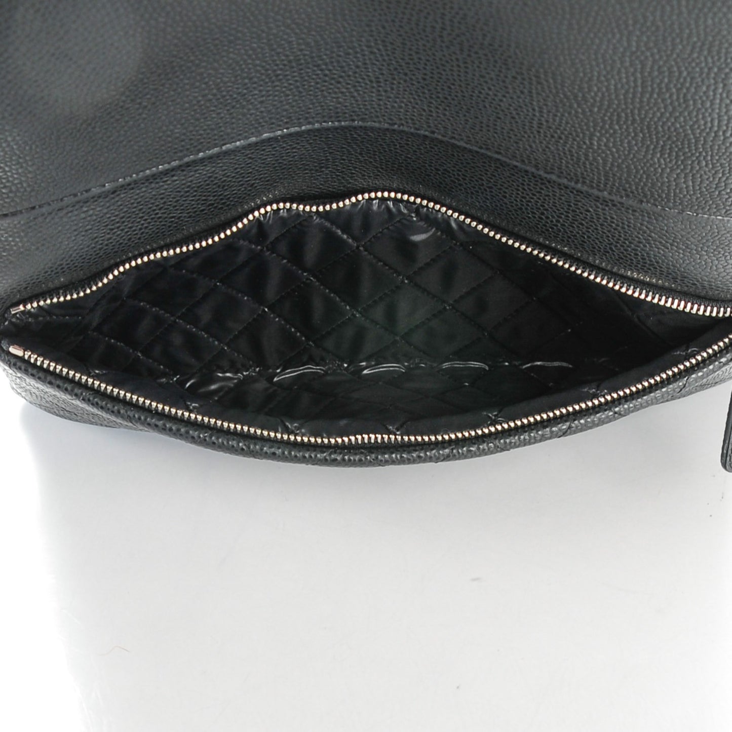 Caviar Quilted CC Beauty Clutch Black
