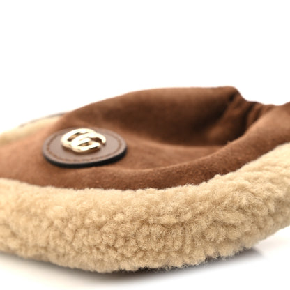 Gucci Suede Shearling Nano Pouch Keyring Bag Charm Brown 10 of 10
