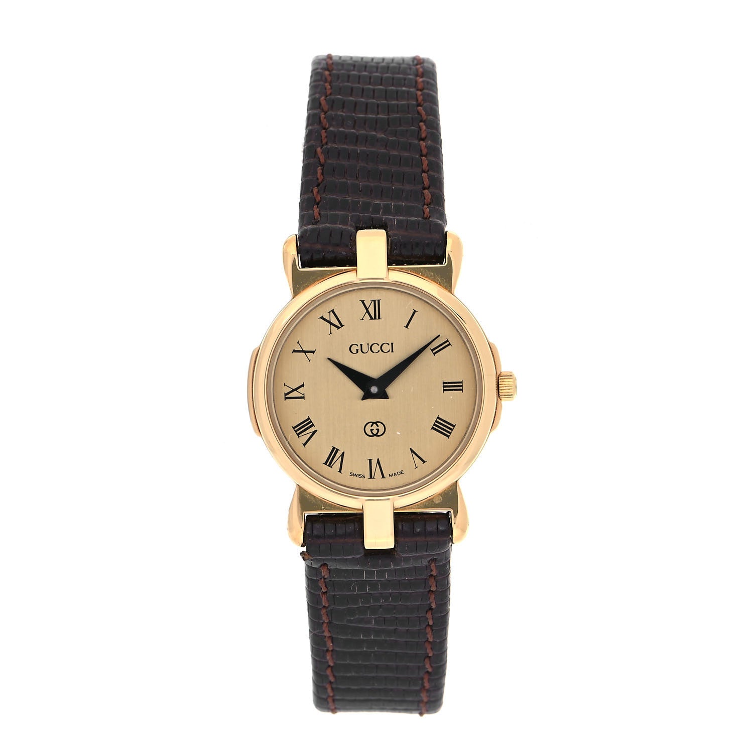 Gucci Stainless Steel Lizard 23mm 3400L Quartz Watch Gold 1 of 5