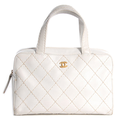 Chanel Calfskin Wild Stitch Surpique Top Handle Bag White 1 of 7
