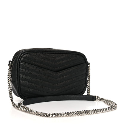 Saint Laurent Grain De Poudre Matelasse Monogram Mini Lou Camera Bag Black 3 of 11