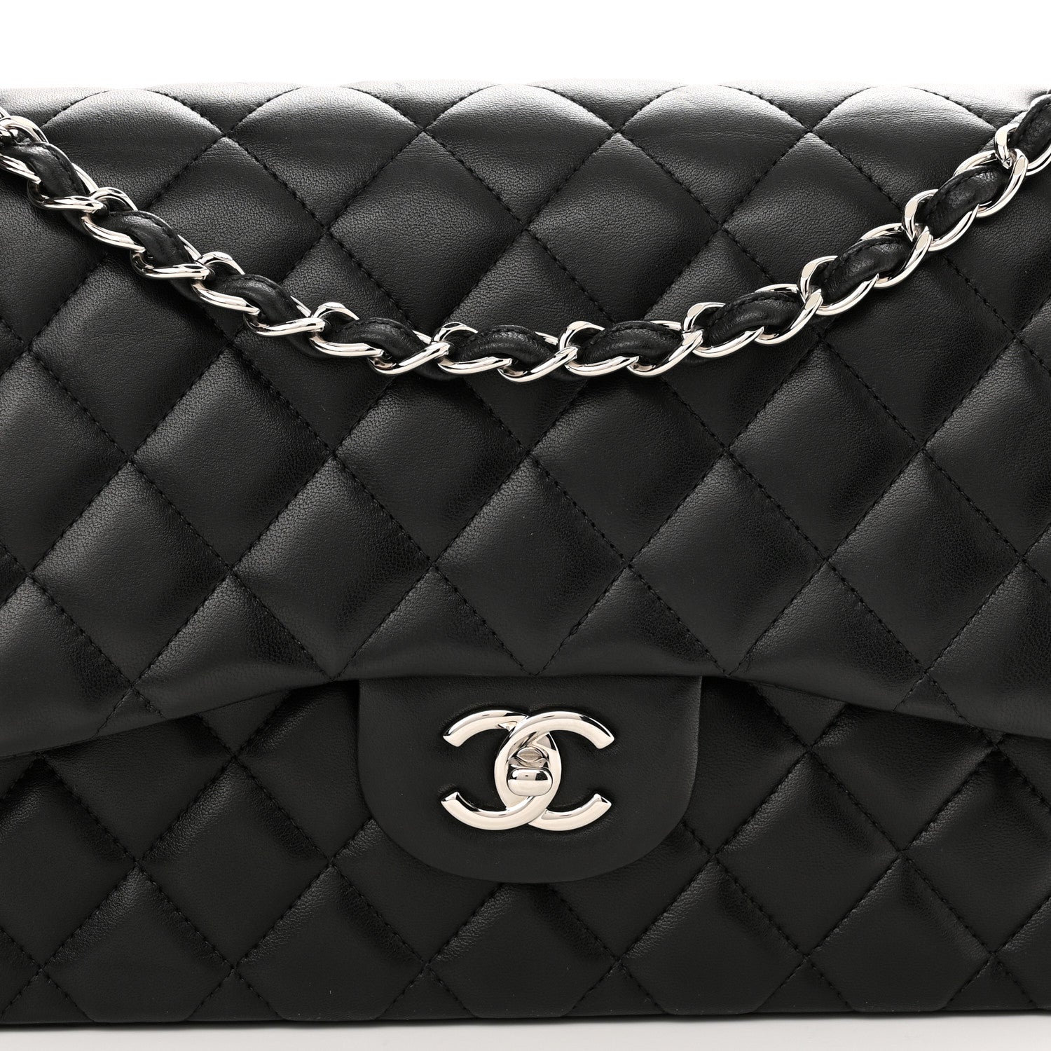 Chanel Lambskin Quilted Jumbo Double Flap Black 8 of 10
