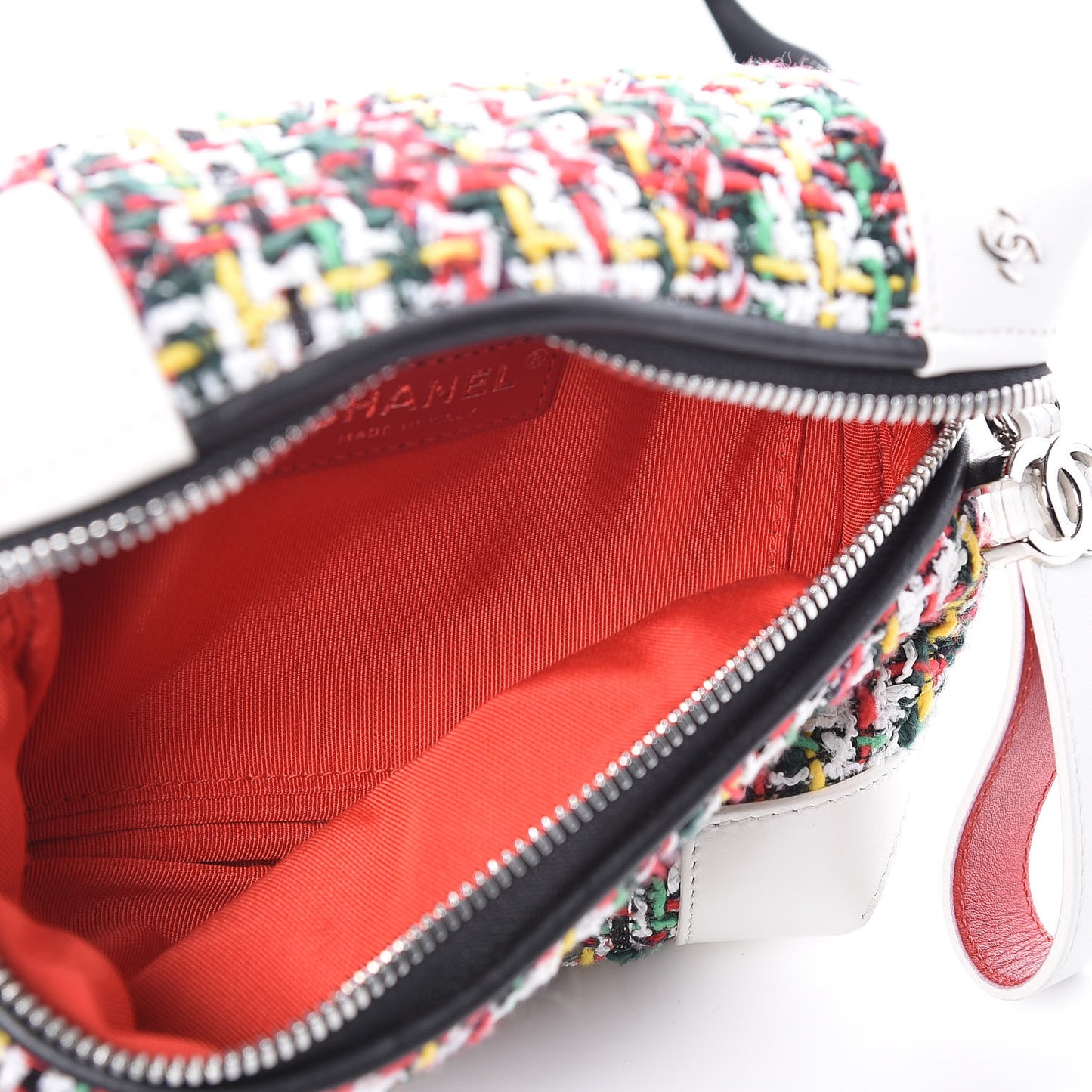 Tweed Calfskin Street Allure Waist Bag White Multicolor