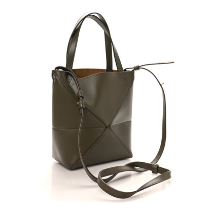 Loewe Shiny Calfskin Mini Puzzle Fold Tote Dark Khaki 3 of 9