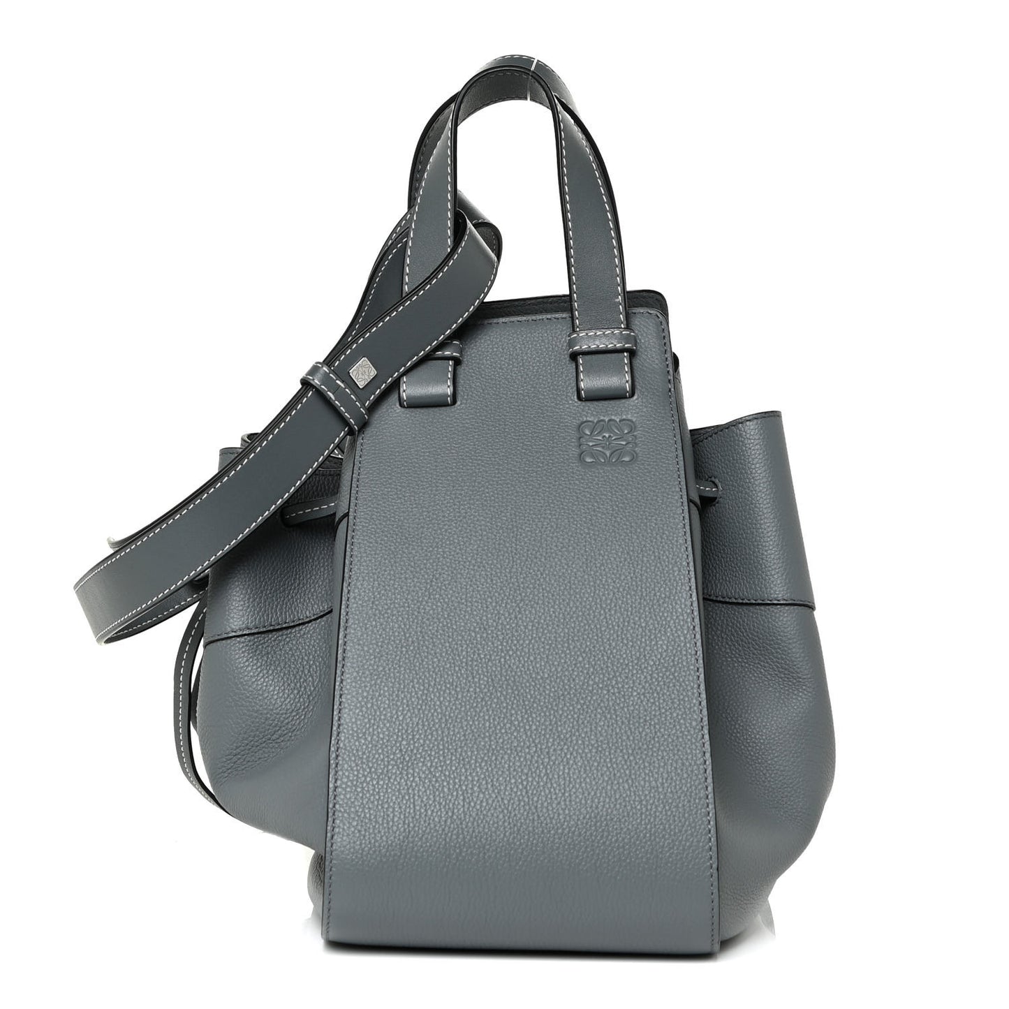 Grained Calfskin Medium Hammock Shoulder Bag Blue