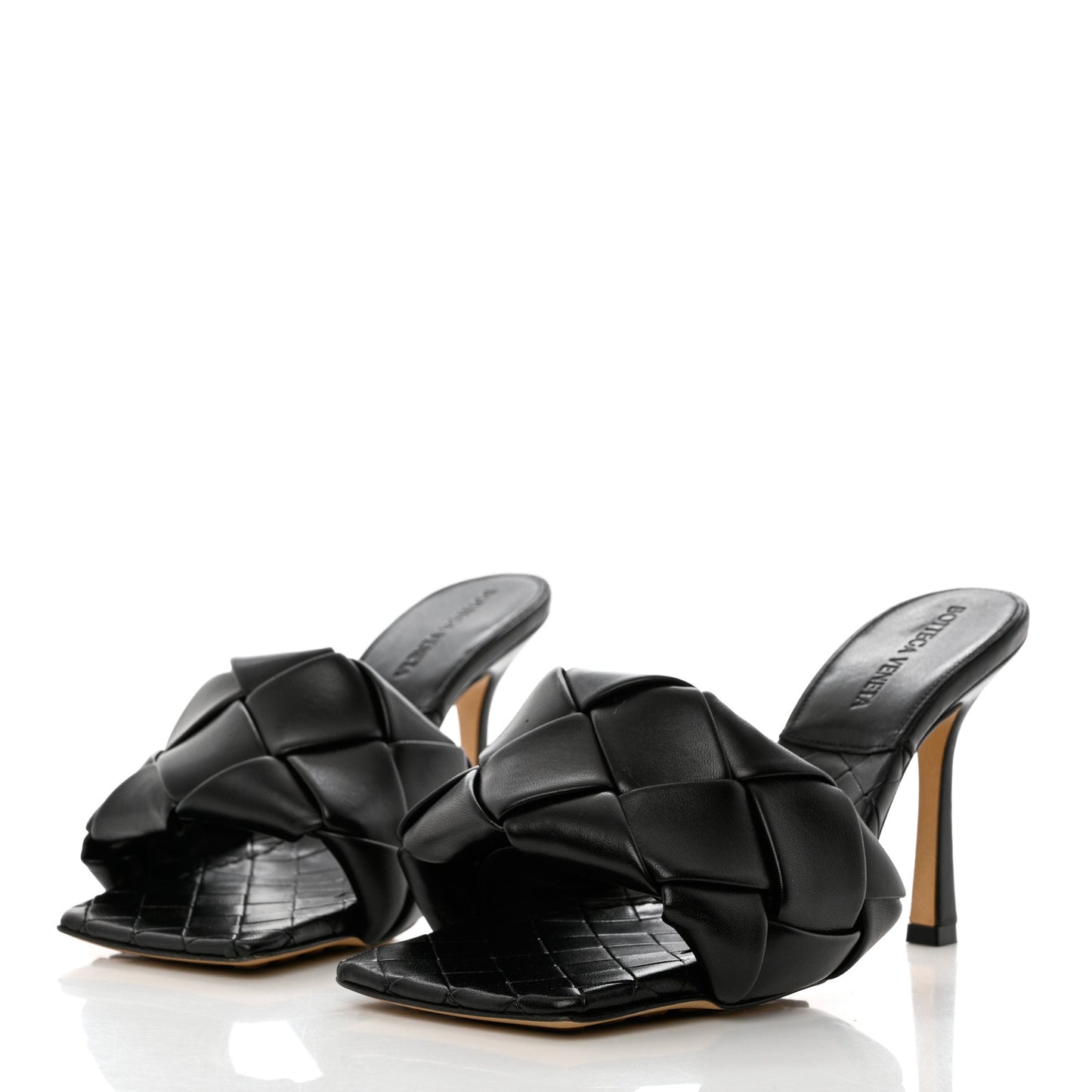 Nappa Maxi Intrecciato Lido Mule Sandals 35.5 Black