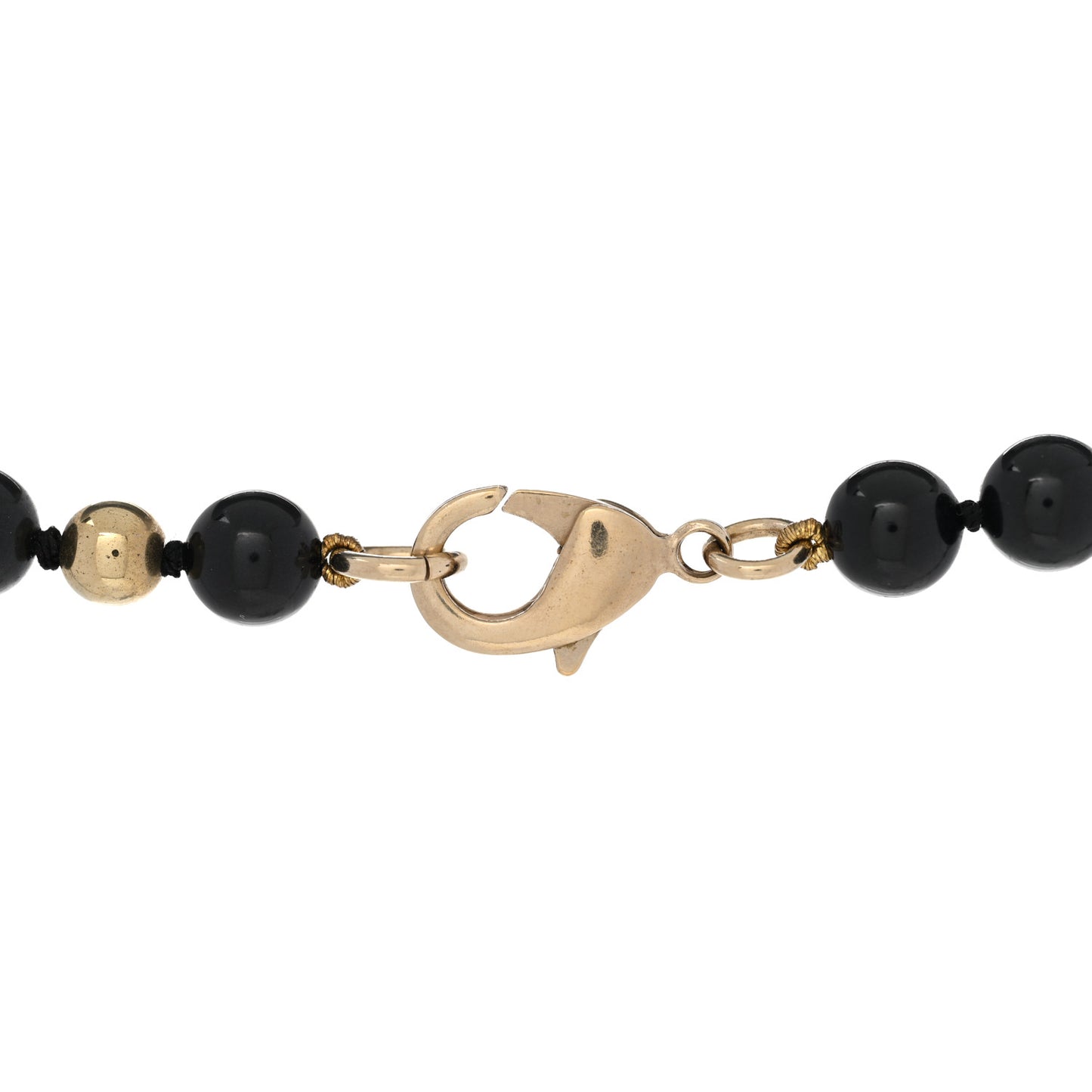 Metal Beaded CC Long Necklace Gold Black