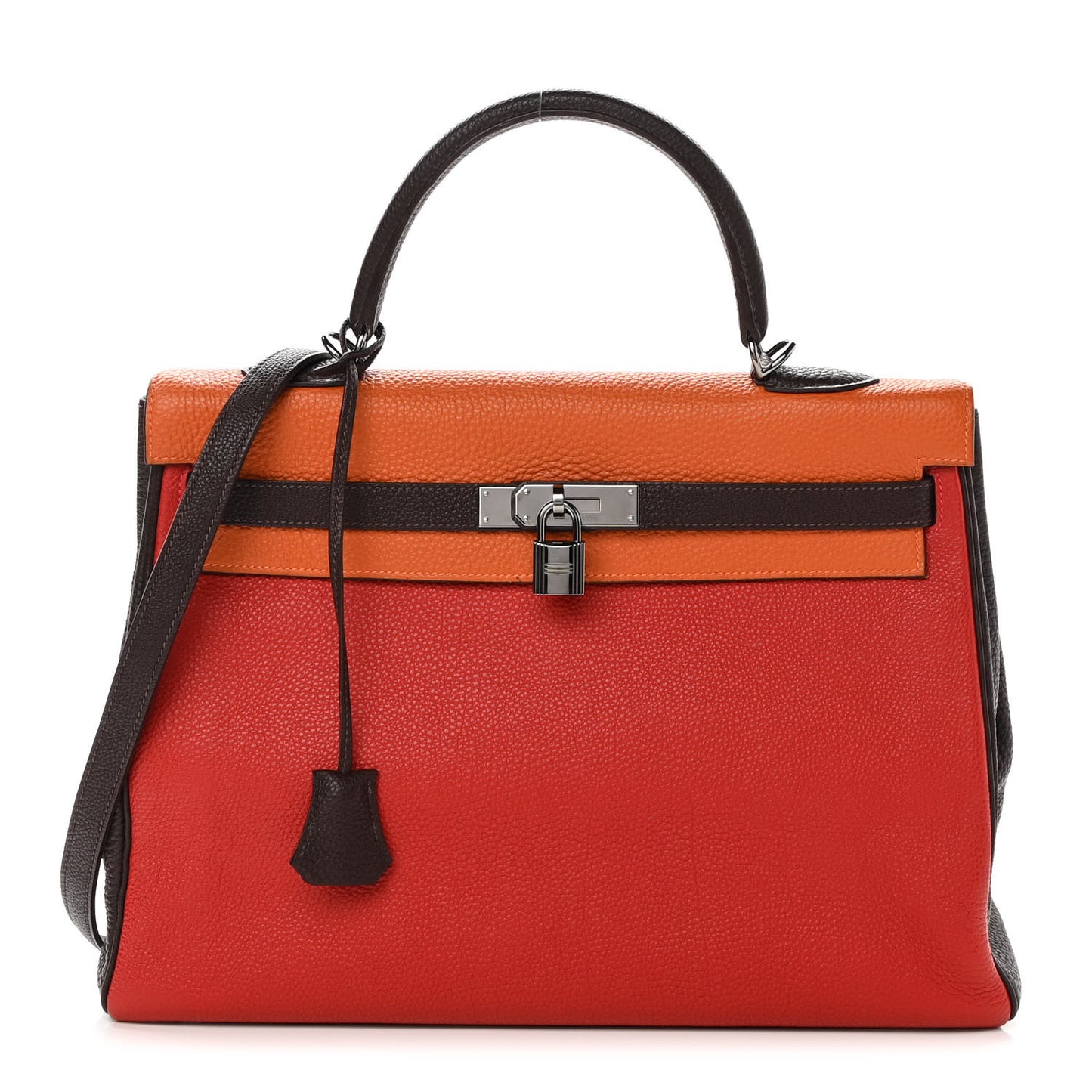 Togo Tri-Color Kelly Retourne 35 Vermillion Orange Ebene
