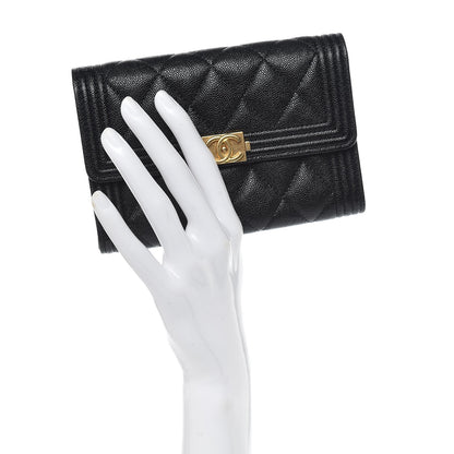 Chanel Caviar Quilted Medium Boy Flap Wallet Black 2 of 9