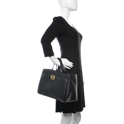 Chanel Calfskin Stitched Large Straight Lines Shopping Tote Black 3 of 11