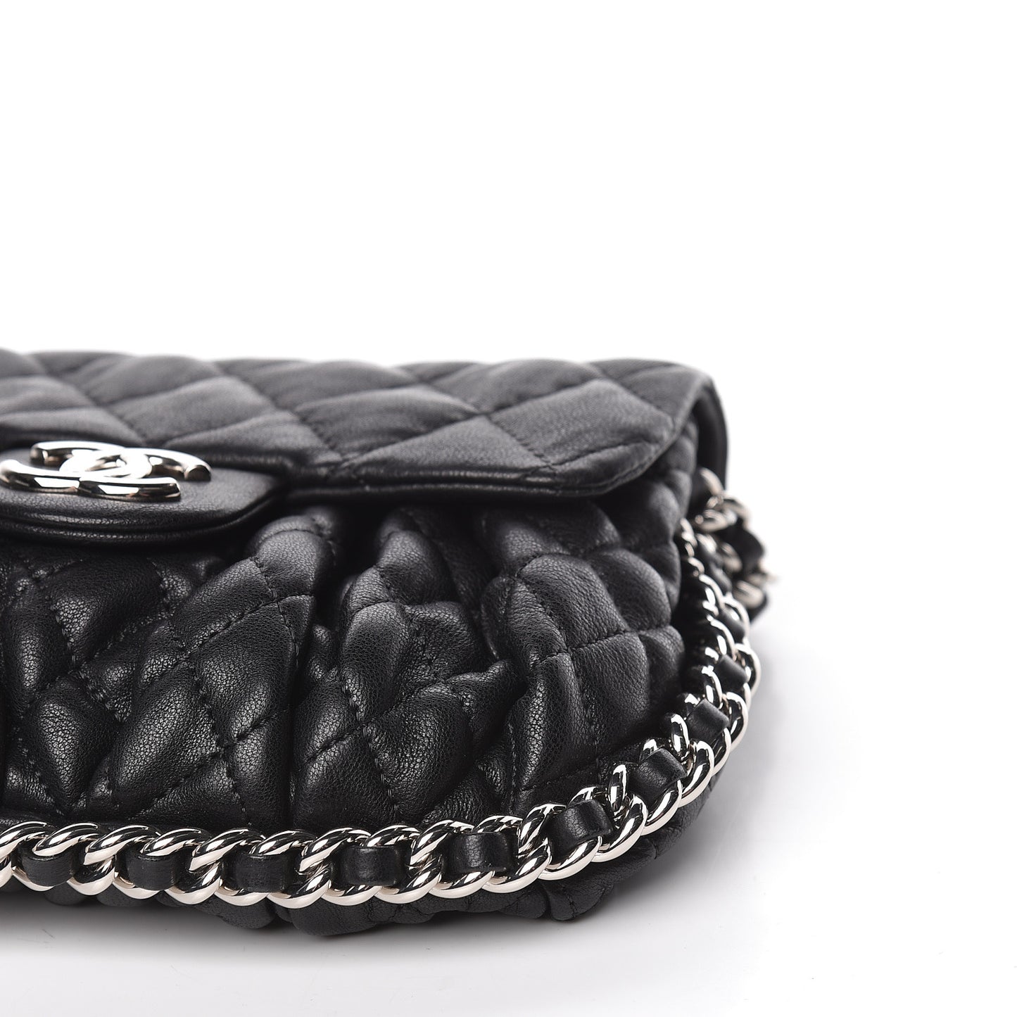 Washed Lambskin Quilted Mini Chain Around Messenger Black