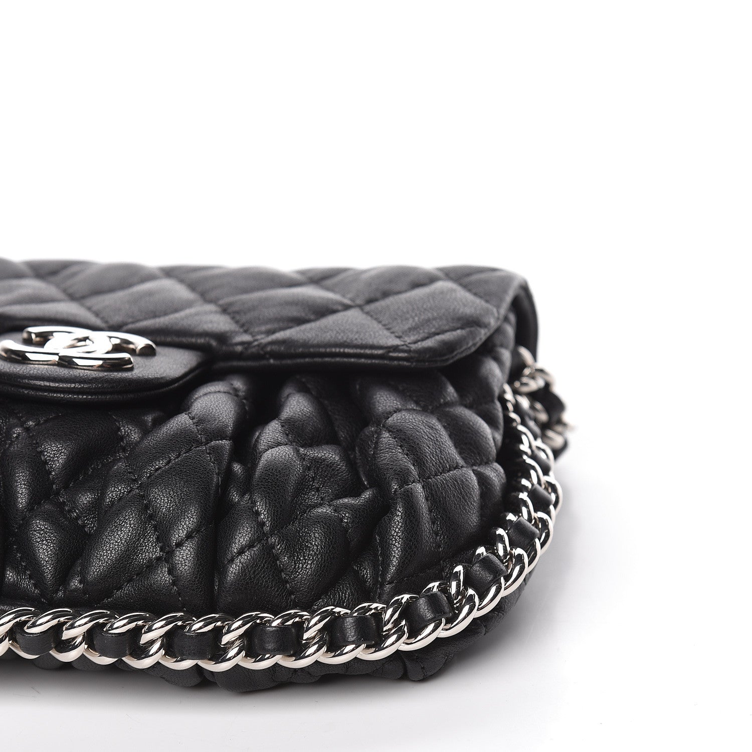 Chanel Washed Lambskin Quilted Mini Chain Around Messenger Black 9 of 11