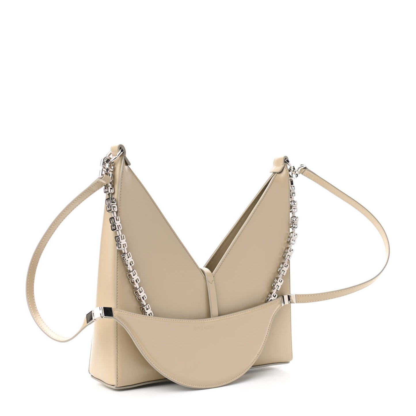 Box Calfskin Small Cut Out Shoulder Bag Beige