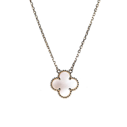 Van Cleef & Arpels 18K Yellow Gold Mother of Pearl Vintage Alhambra Pendant Necklace 4 of 7