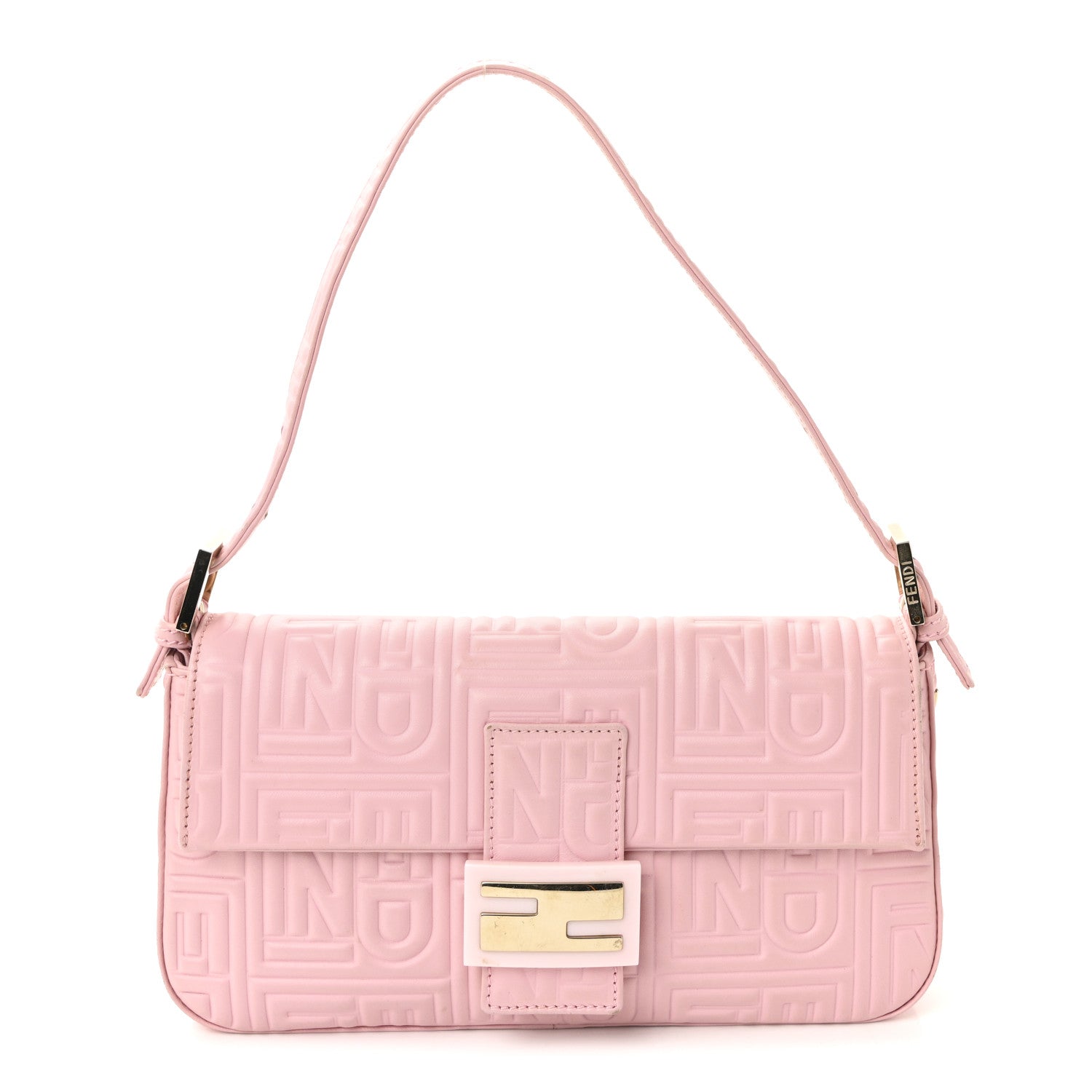 Fendi Nappa Logo Embossed Baguette Pink 1 of 9