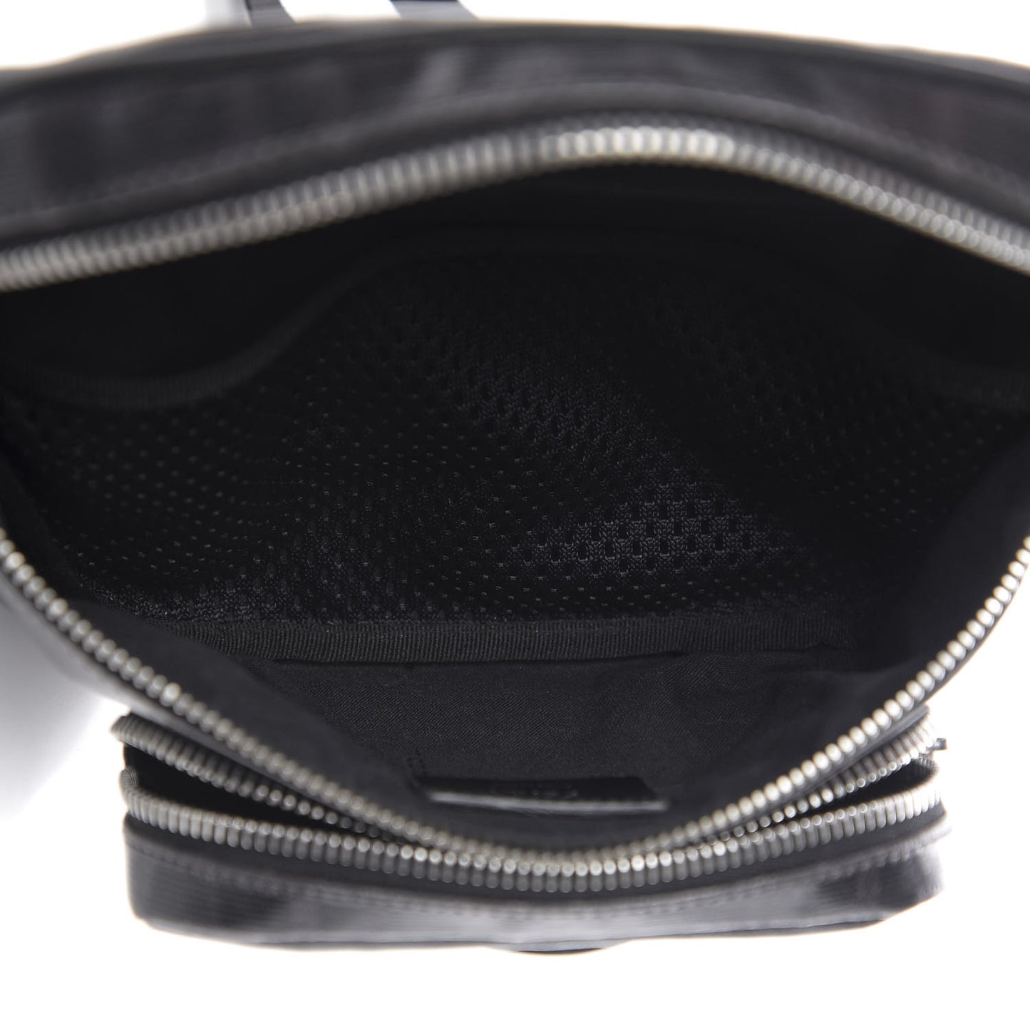 Glazed Fabric Vitello Century FF 1974 Stamp Patch Pocket Belt Bag Black