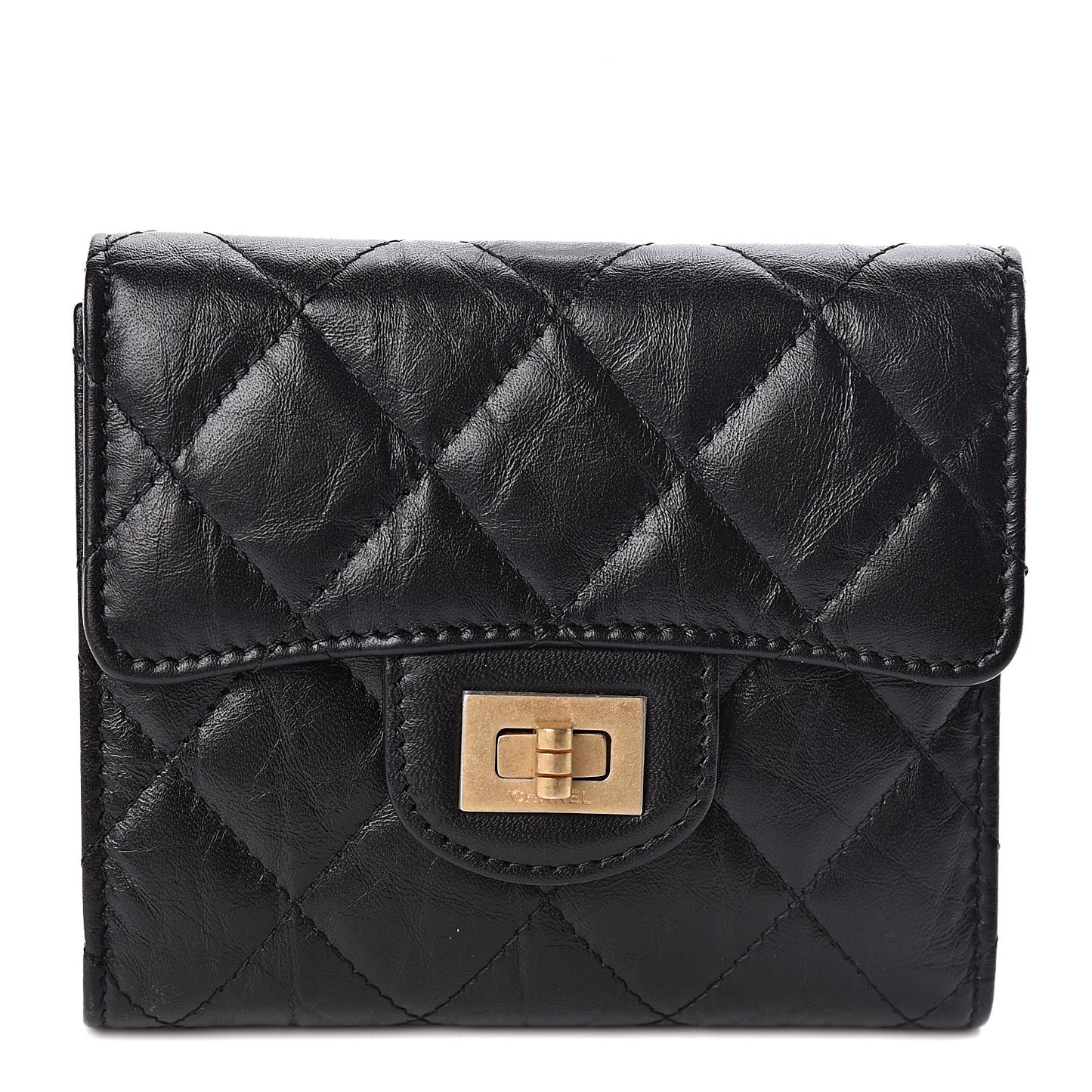 Aged Calfskin Quilted Reissue Compact Wallet Black