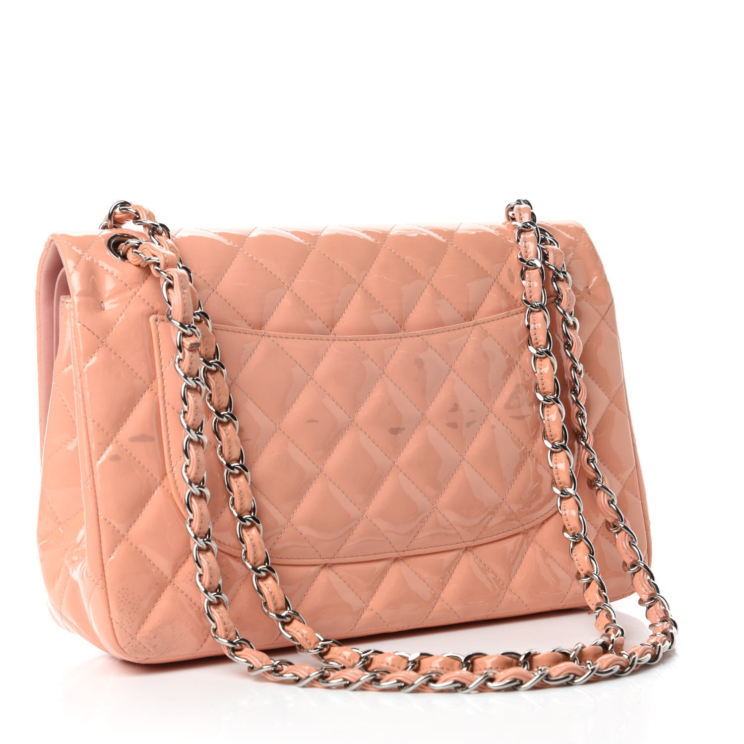 Chanel Patent Quilted Jumbo Double Flap Pink 3 of 18