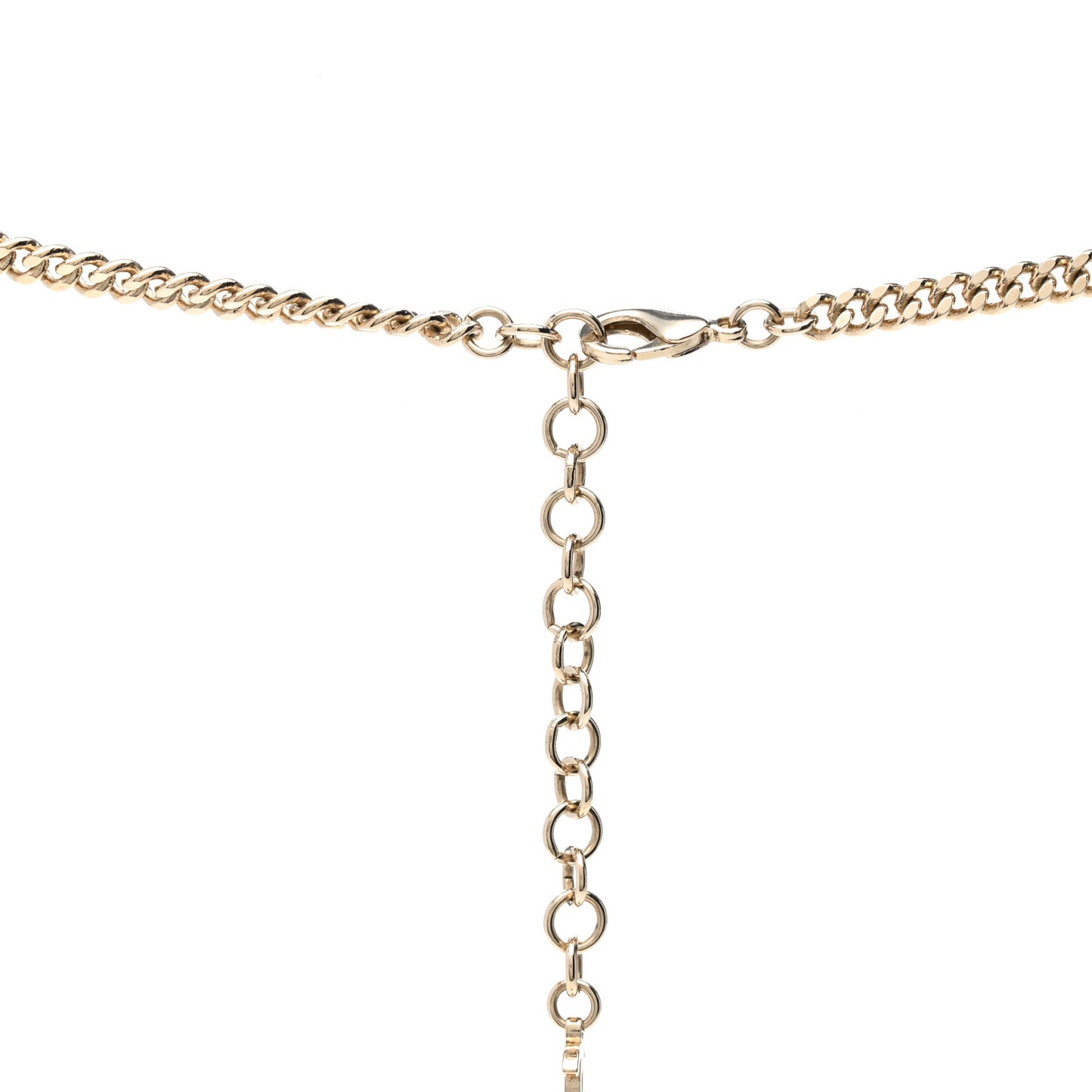 Crystal Glass Heart CC Necklace Gold