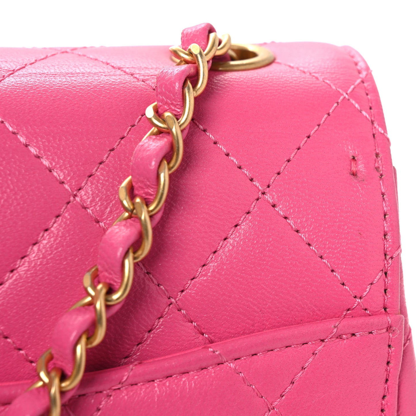 Goatskin Quilted Mini Square Flap Pink