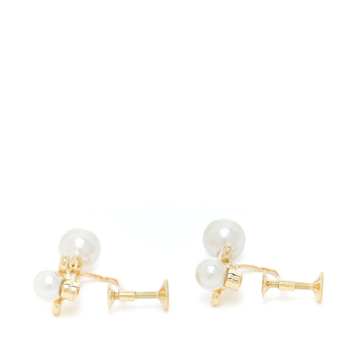 18K Yellow Gold Akoya Pearl 4.5-6.5mm Drop Screw-Back Earrings