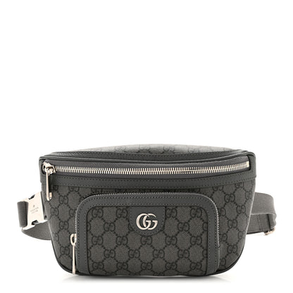 Gucci GG Supreme Monogram Textured Dollar Calfskin Ophidia Belt Bag Grey Black Graphite Grey 1 of 10