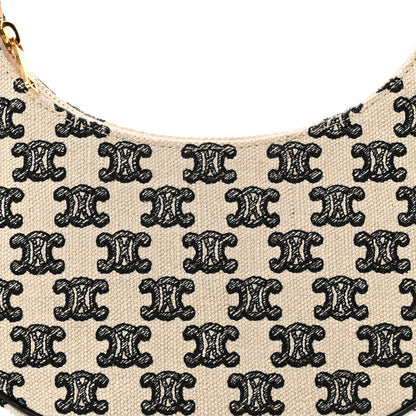 Celine Embroidered Ava Triomphe Shoulder Bag Black 7 of 9